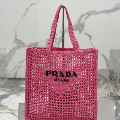 Prad Raffia Crochet Tote Bag