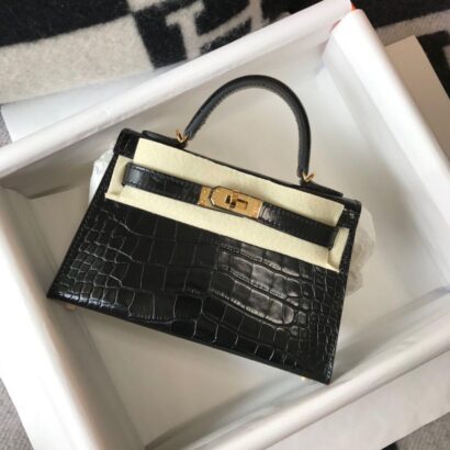 HM Mini Kelly Crocodile bag