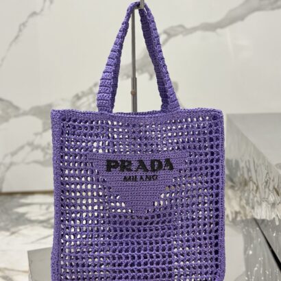 Prad Raffia Crochet Tote Bag