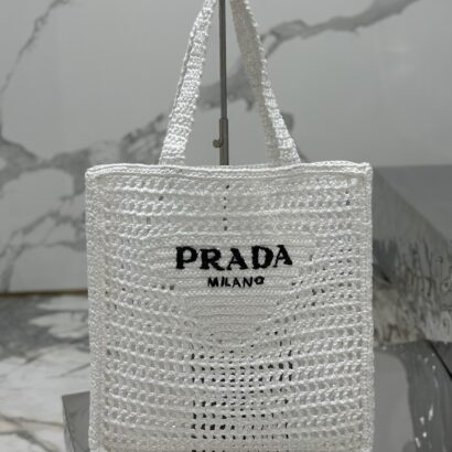 Prad Raffia Crochet Tote Bag