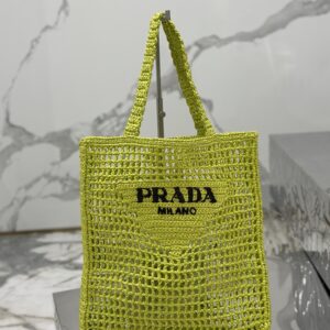 Prad Raffia Crochet Tote Bag