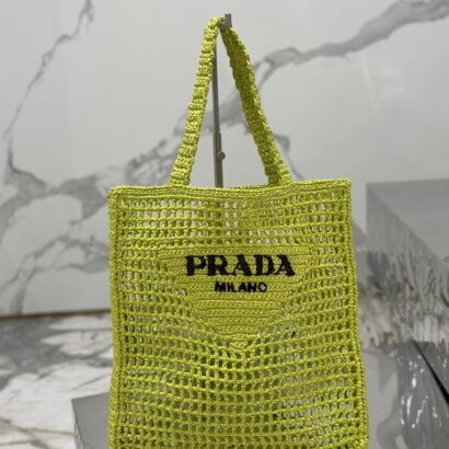Prad Raffia Crochet Tote Bag