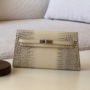 HM Kelly Cut clutch crocodile leather