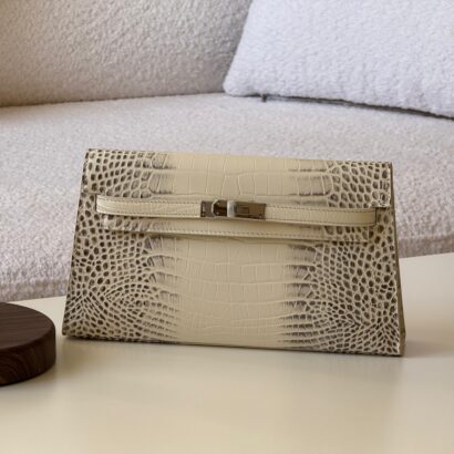 HM Kelly Cut clutch crocodile leather