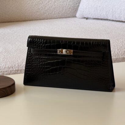 HM Kelly Cut clutch crocodile leather