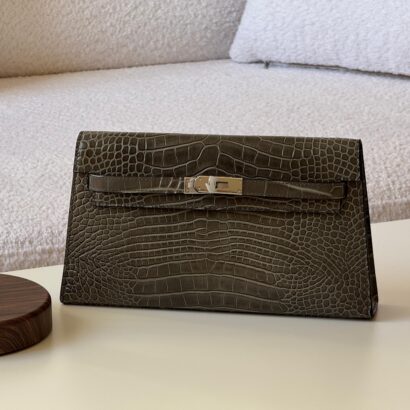 HM Kelly Cut clutch crocodile leather