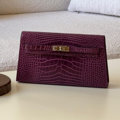 HM Kelly Cut clutch crocodile leather