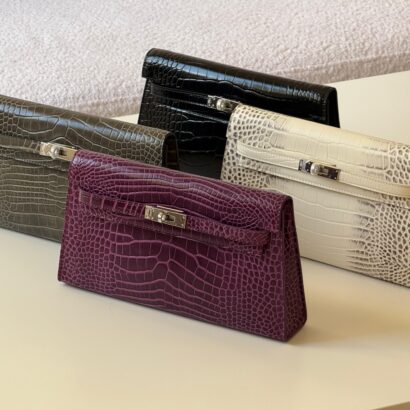 HM Kelly Cut clutch crocodile leather