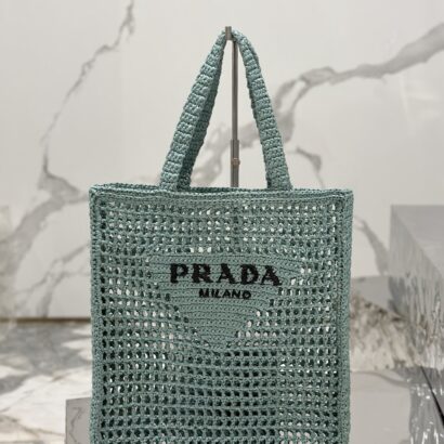 Prad Raffia Crochet Tote Bag