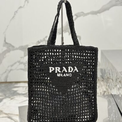 Prad Raffia Crochet Tote Bag