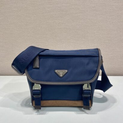 Prad Re-Nylon triangle-logo messenger Bag