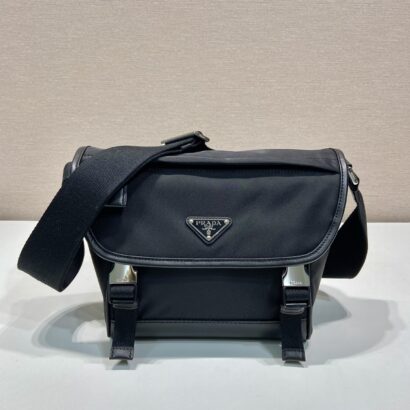 Prad Re-Nylon triangle-logo messenger Bag