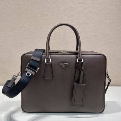 Prad Saffiano leather briefcase