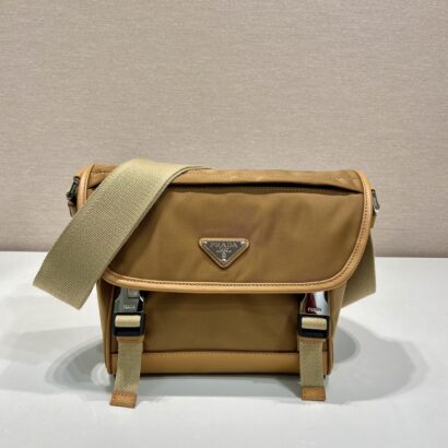 Prad Re-Nylon triangle-logo messenger Bag