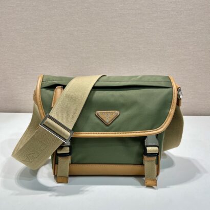 Prad Re-Nylon triangle-logo messenger Bag