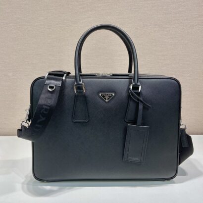 Prad Saffiano leather briefcase