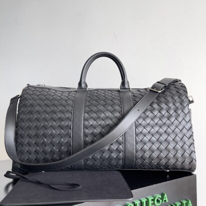 Btg Intrecciato Leather Duffle Bag