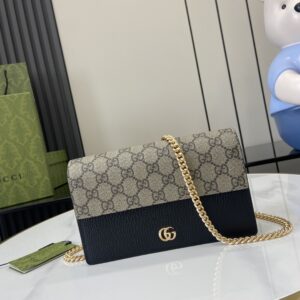 GG Marmont bi-color wallet on chain