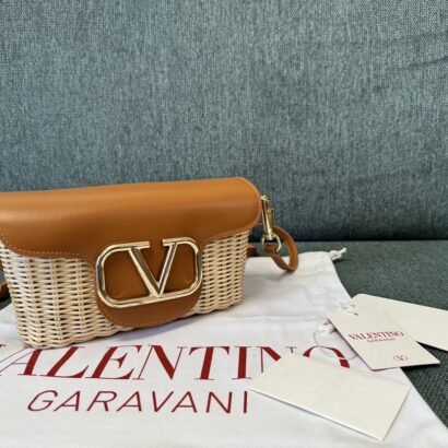 Valentin Garavani Locò Raffia Crossbody Bag