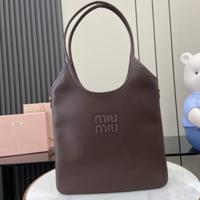 Miú Ivy Leather Tote Bag