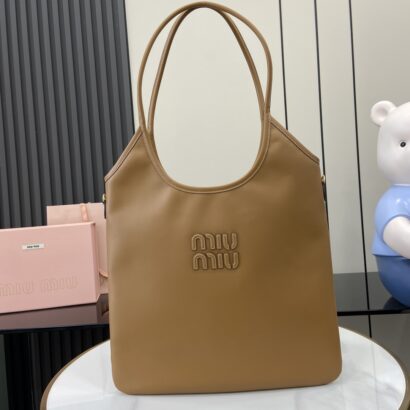 Miú Ivy Leather Tote Bag