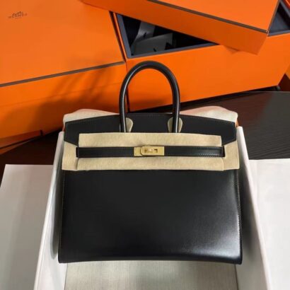 HM Birkin Sellier 25 in black Box Calf leather.
