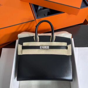 HM Birkin Sellier 25 in black Box Calf leather.