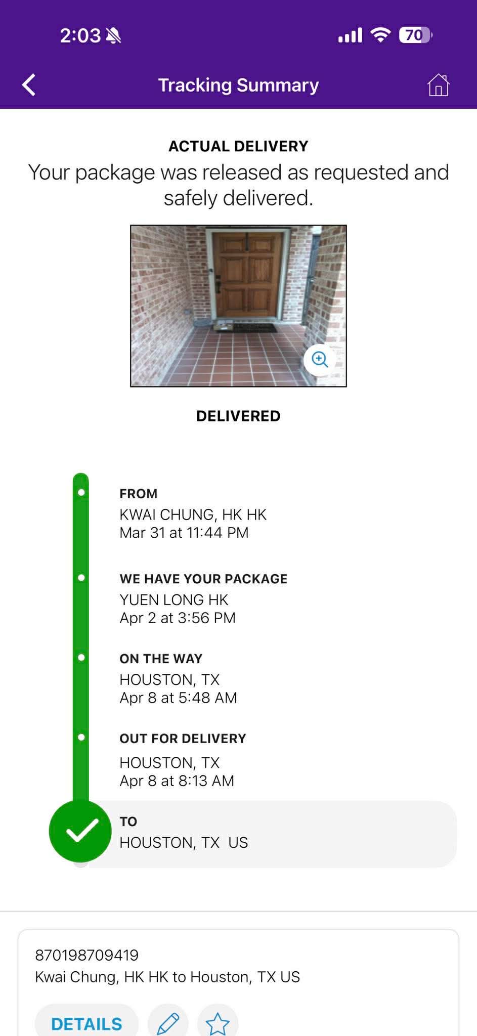 Delivery proof