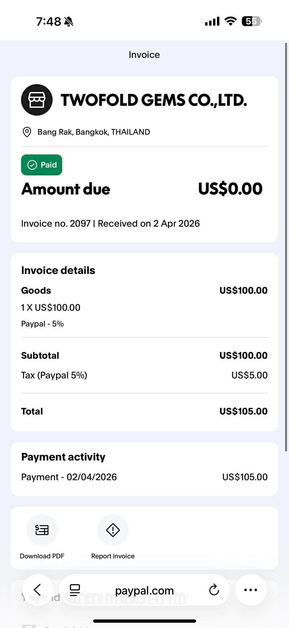 Payment proof