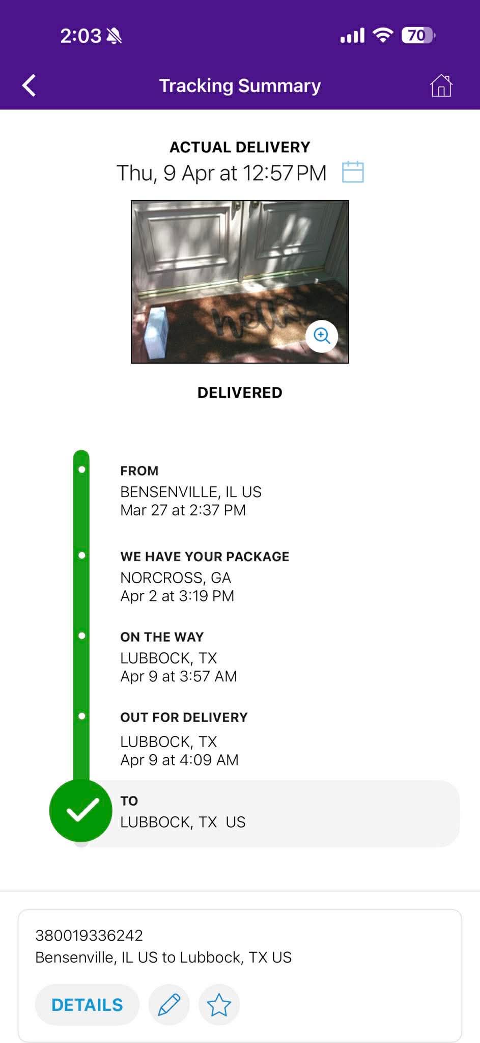 Delivery proof