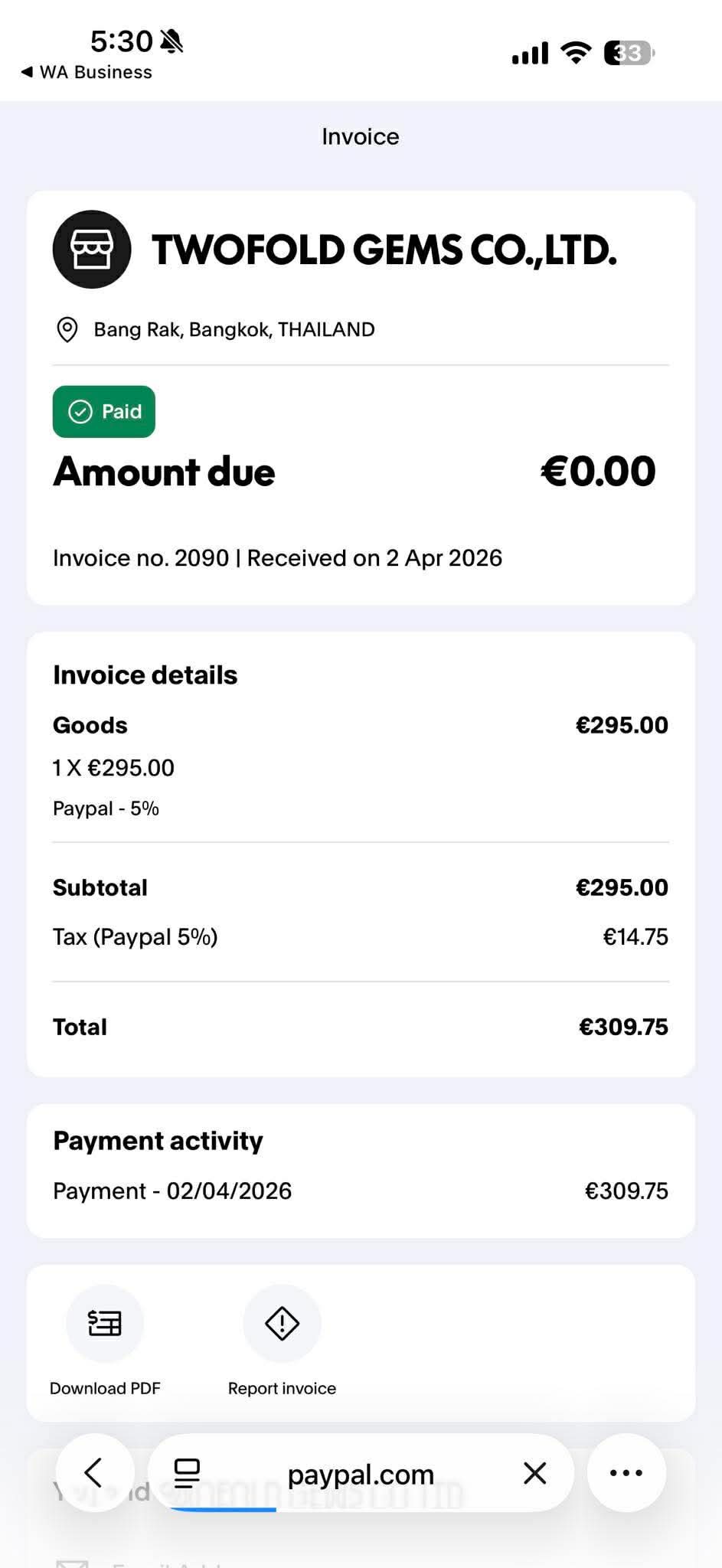 Payment proof