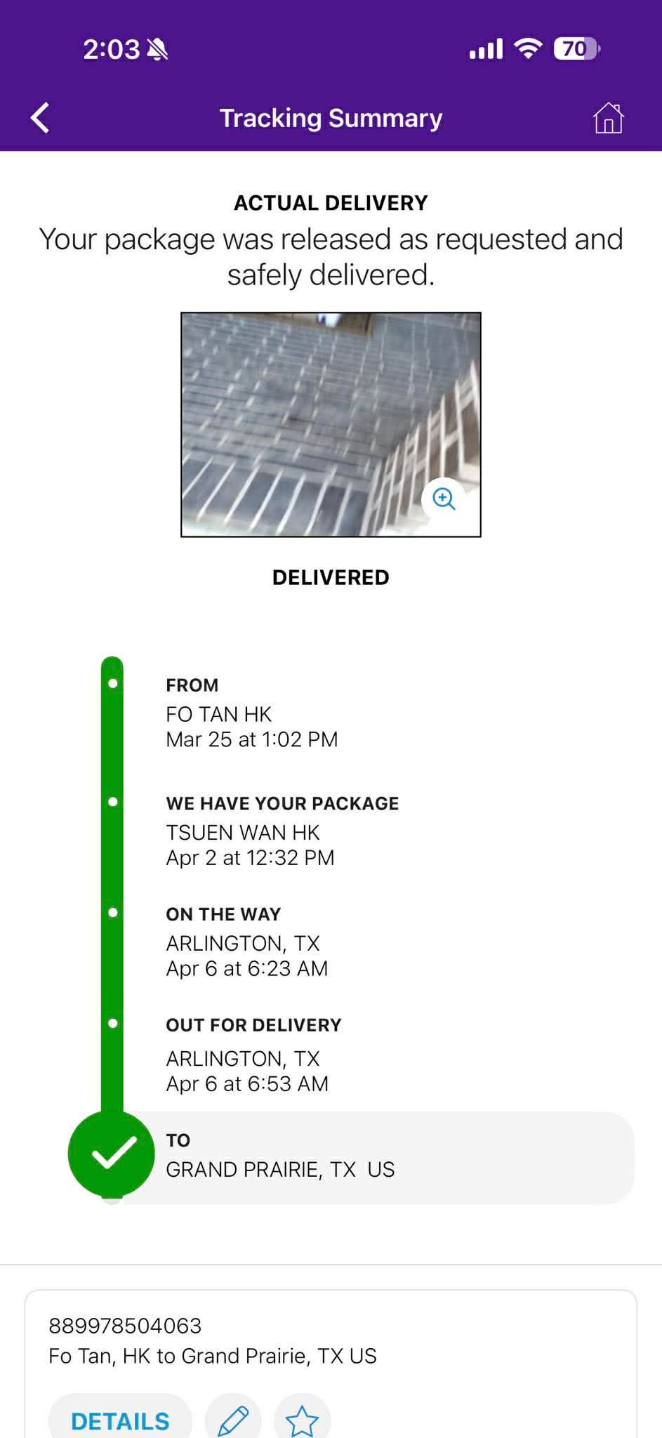 Delivery proof