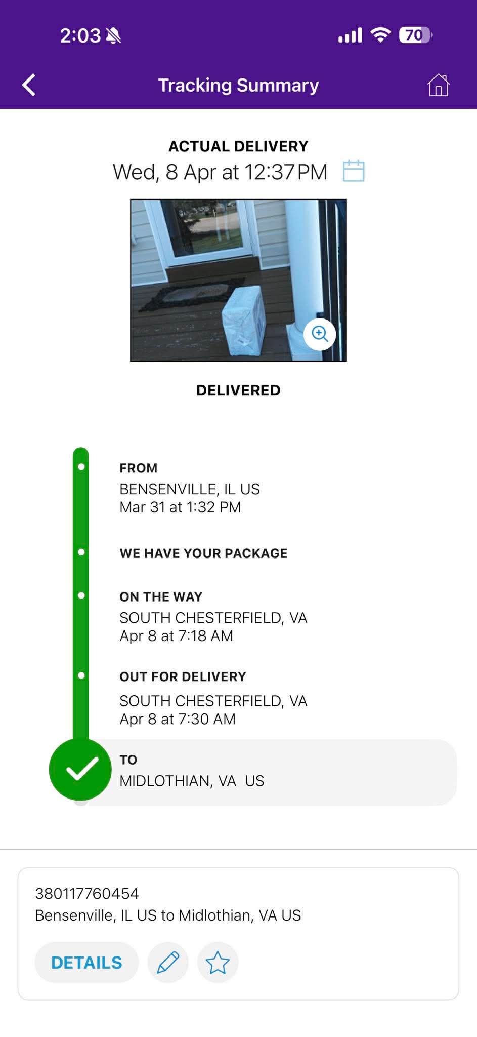 Delivery proof