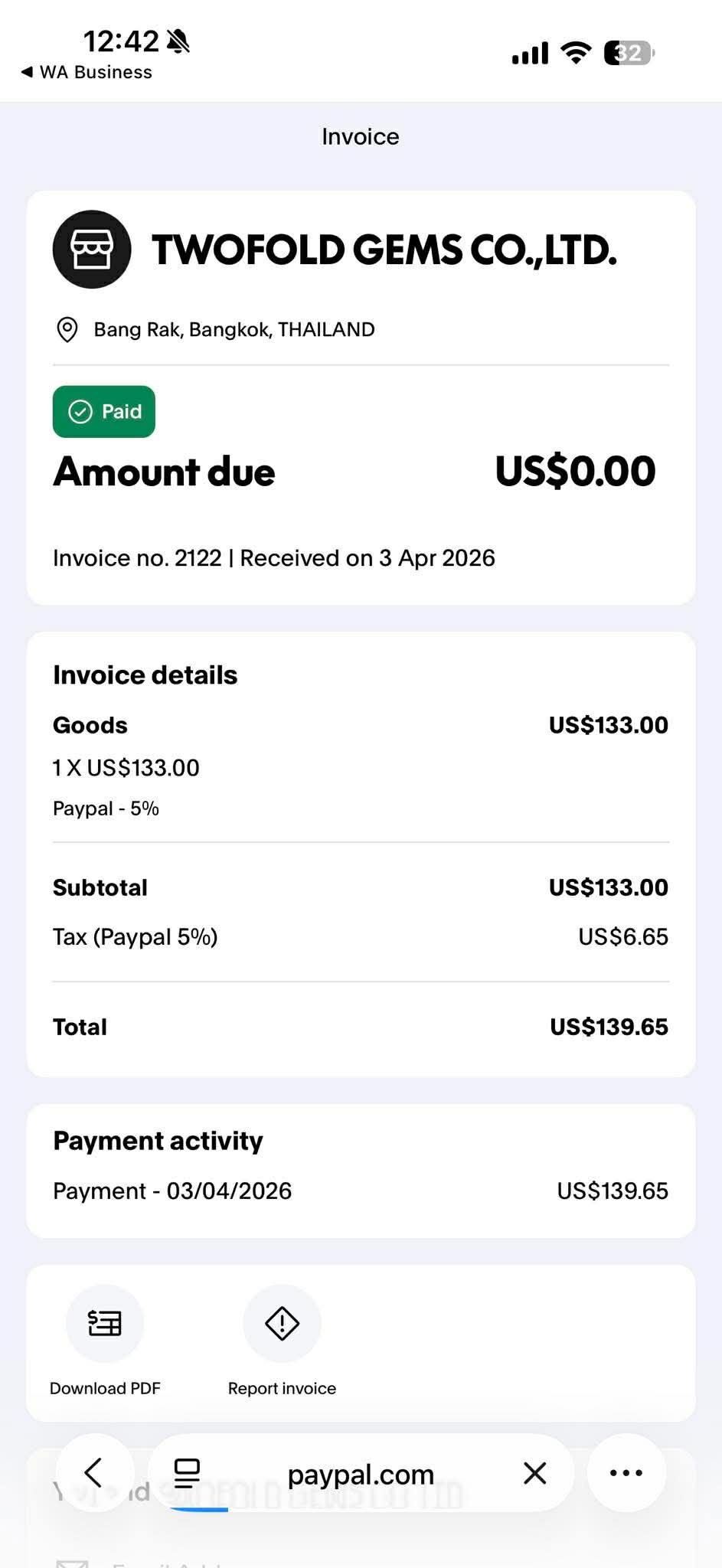 Payment proof
