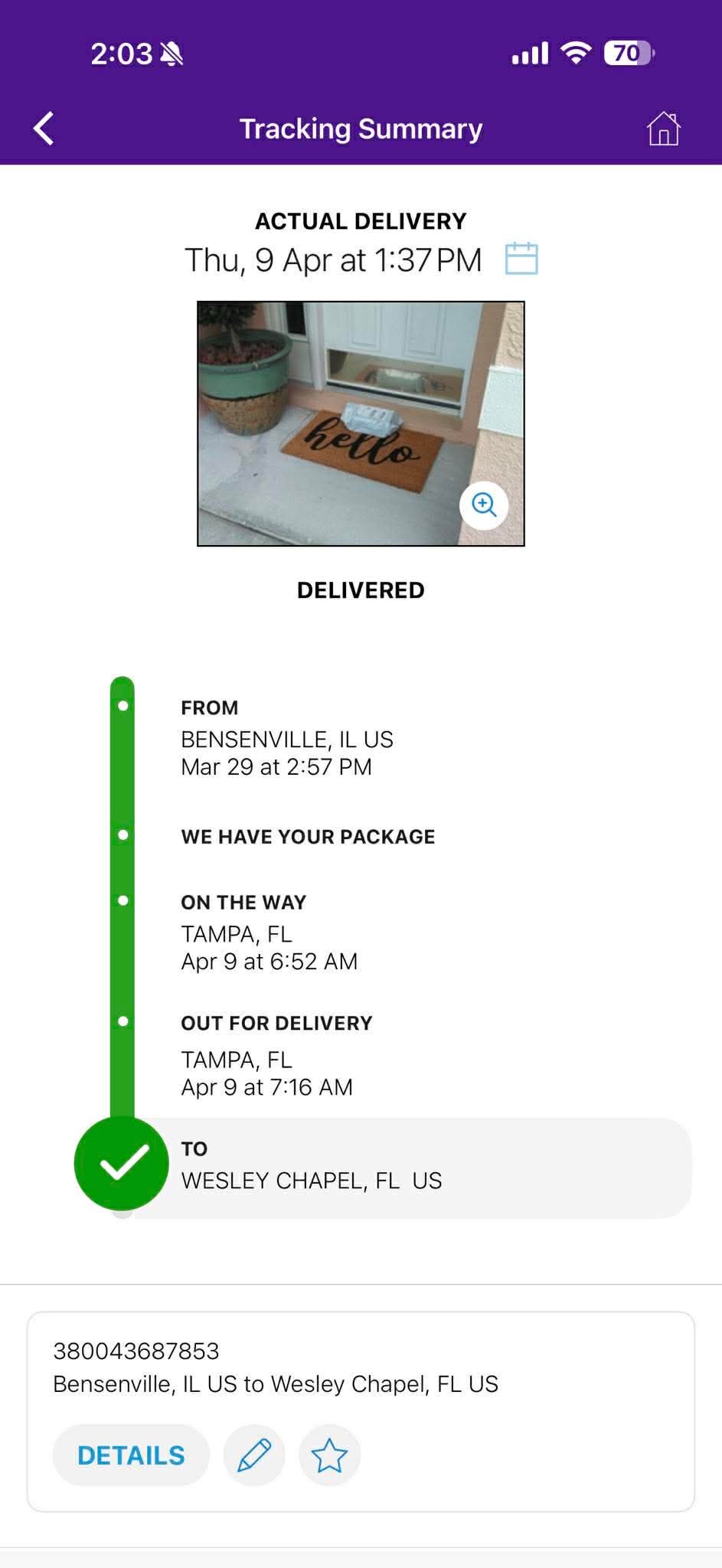 Delivery proof