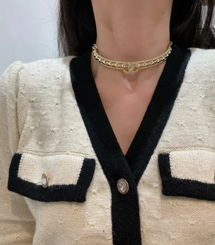 Chanel Beaded Gold Choker