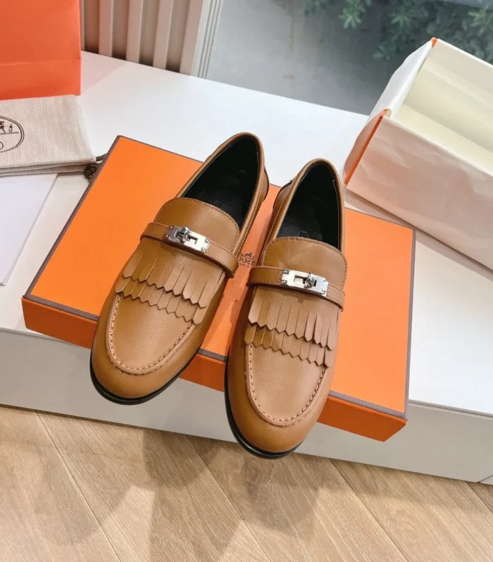 Destin Loafer Brown Goatskin with Fringe Detail