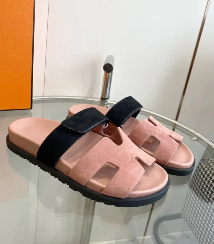 Chypre Sandal Suede Pink Chapas  Black