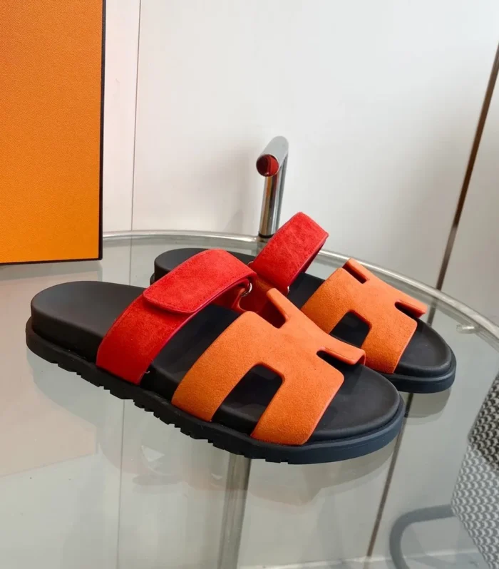 Chypre Sandal Orange Chapas  Red Suede