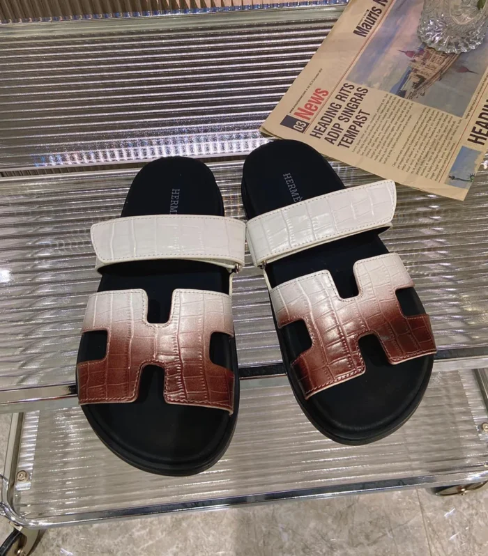 CHYPRE SANDAL OMBRE WHITE BROWN CALFSKIN