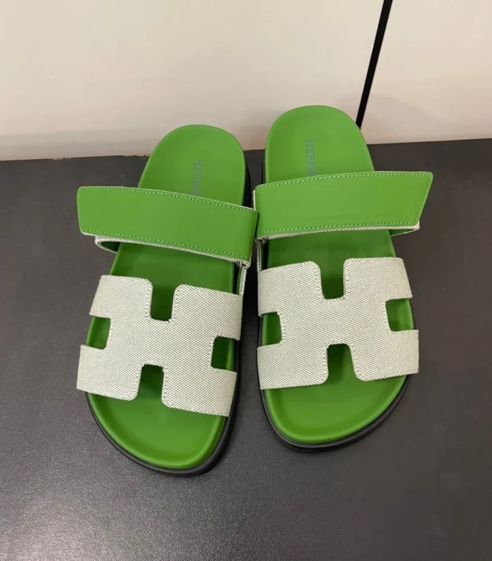 CHYPRE SANDAL GREEN MIX CREAM CALFSKIN