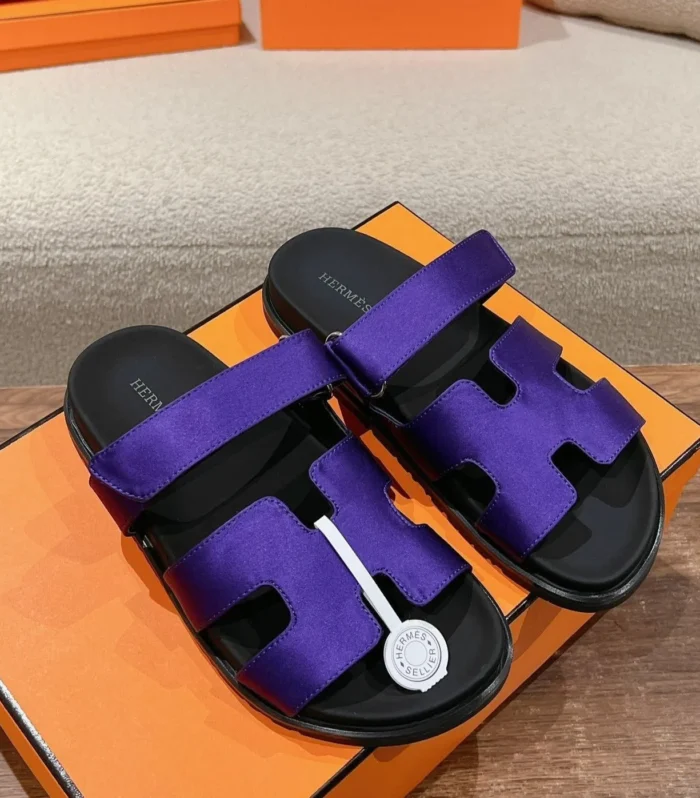 CHYPRE SANDAL BLACK MIX IMPERIAL BLUE CALFSKIN