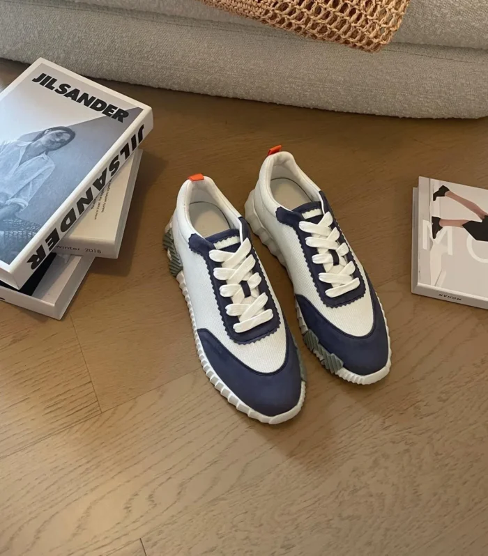 BOUNCING SNEAKERS LIGHT GRAY MIX NAVY CALFSKIN