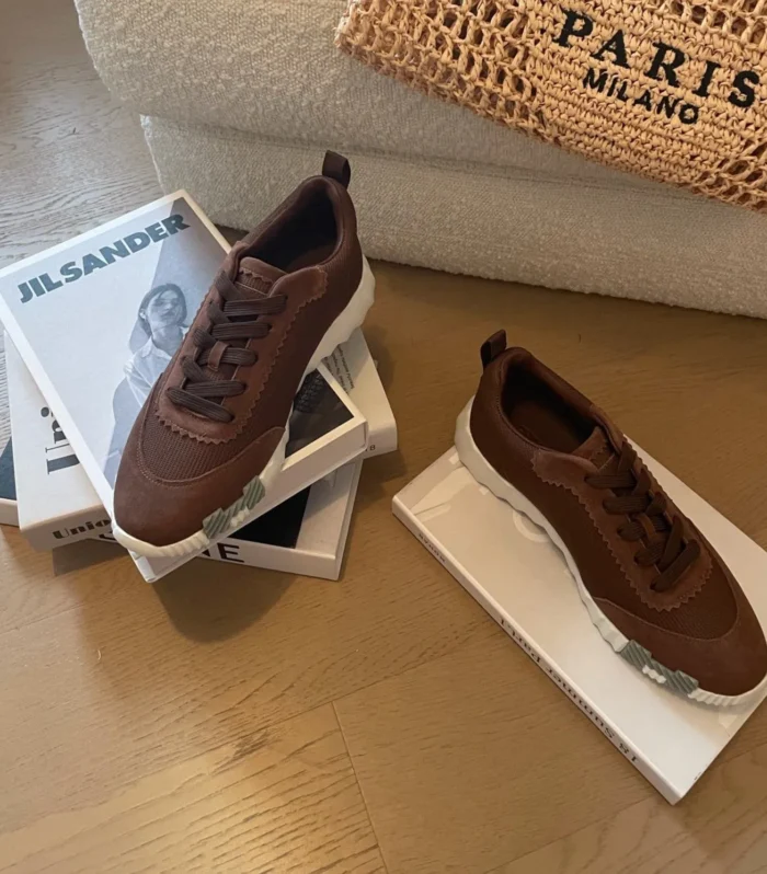 BOUNCING SNEAKERS BROWN CALFSKIN WITH BROWN LACES