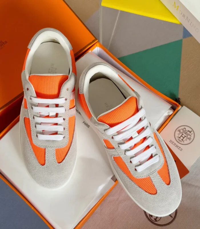 BOOMERANG SNEAKERS LIGHT GRAY MIX ORANGE SUEDE