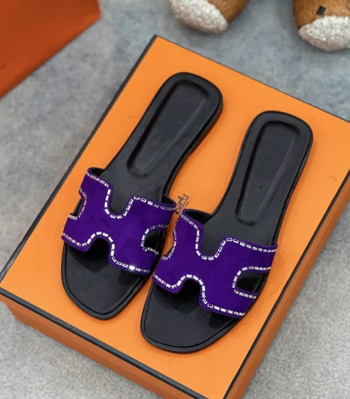 0ran sandal purple black suede goatskin