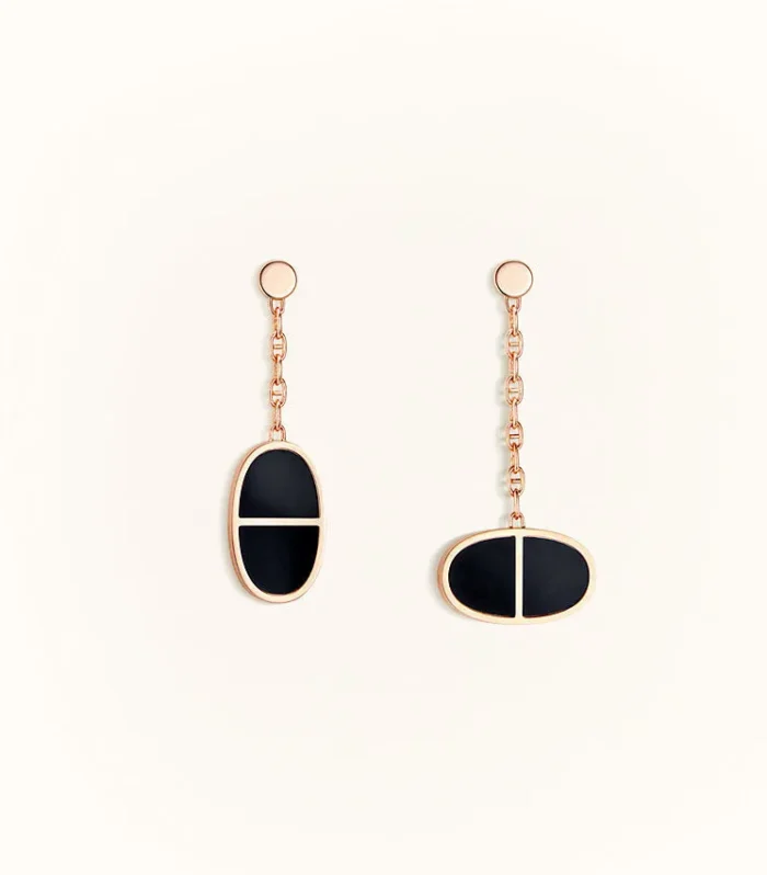 CHAINE VERSO BLACK CERAMIC EARRINGS