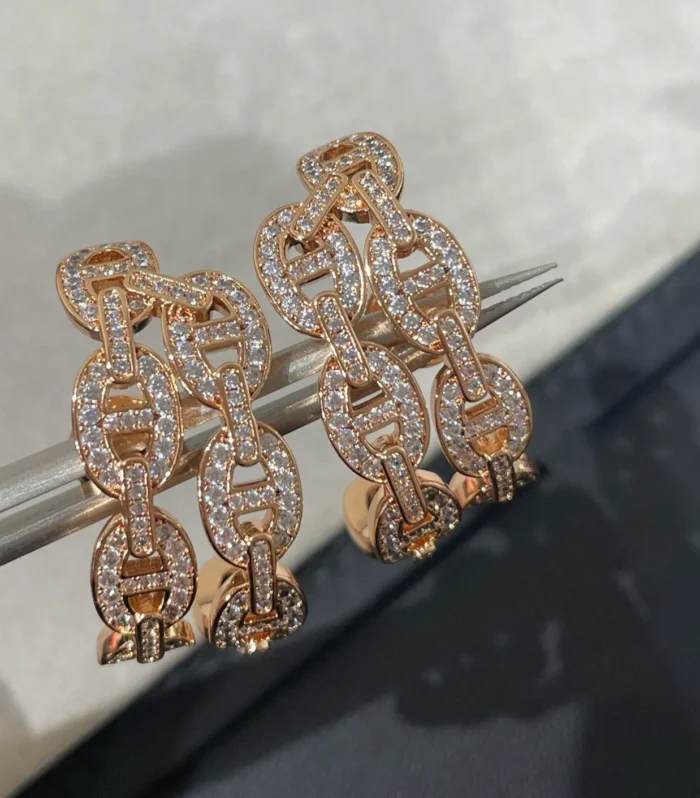 CHAINE ANCRE DIAMOND PINK GOLD EARRINGS