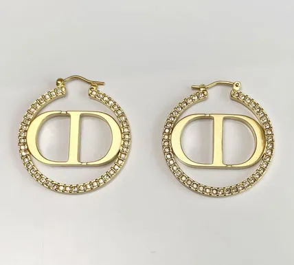 CD EARRINGS GOLD DIAMOND 33MM