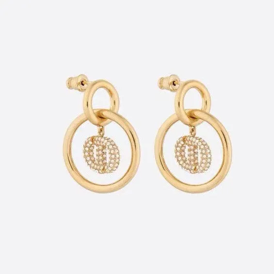 CD DROP GOLD DIAMOND EARRINGS